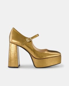 Женские кожаные туфли Mary Janes Pazin на платформе и толстом каблуке Lodi, золотой