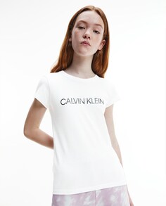 Белая футболка для девочки с принтом Calvin Klein, белый