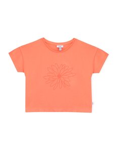 Футболка для девочки с короткими рукавами и цветочным принтом KNOT, оранжевый