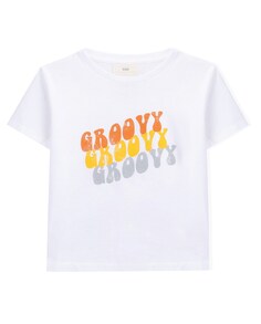 Белая футболка для мальчика из органического хлопка с принтом Groovy KNOT, белый