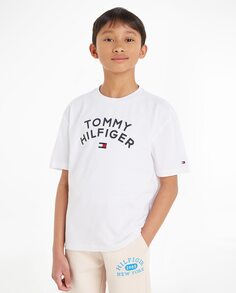 Футболка для мальчика с круглым вырезом и короткими рукавами Tommy Hilfiger, белый