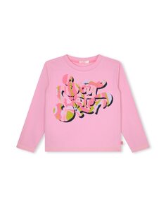 Розовая хлопковая футболка для девочки Billieblush, розовый