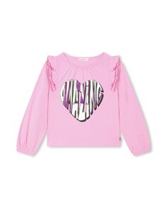 Розовая хлопковая футболка для девочки Billieblush, розовый