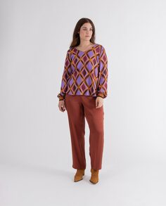 Женские широкие брюки из жаккардовой ткани кирпичного цвета October, оранжевый