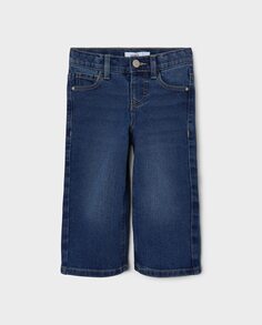 Широкие джинсы для девочек с широкими штанинами name it, темно-синий