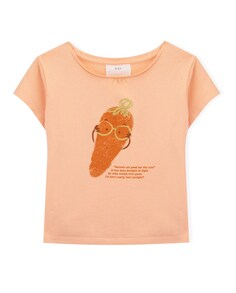 Футболка для девочки из органического хлопка с морковным принтом KNOT, оранжевый