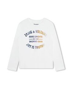 Белая хлопковая футболка для мальчика Zadig &amp; Voltaire, белый