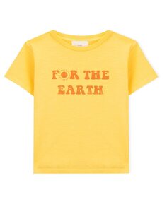 Желтая футболка для мальчика из органического хлопка с надписью спереди KNOT, желтый