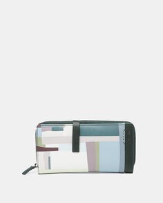 Большой кожаный кошелек с разноцветным геометрическим принтом Abbacino, мультиколор