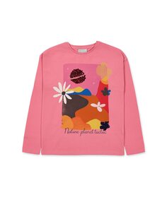 Футболка с длинными рукавами для девочки с рисунком спереди Tuc tuc, розовый