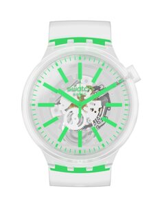 Часы Greeninjelly с белым силиконовым ремешком Swatch, белый
