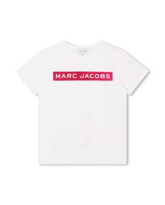 Белая хлопковая футболка для девочки Marc Jacobs, белый