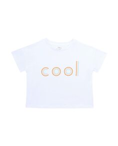 Хлопковая футболка для девочек с надписью спереди KNOT, белый