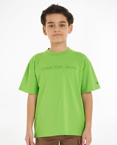 Зеленая футболка для мальчика с короткими рукавами Calvin Klein, зеленый