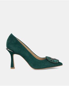 Женские кожаные туфли с острым носком Alma en Pena, зеленый