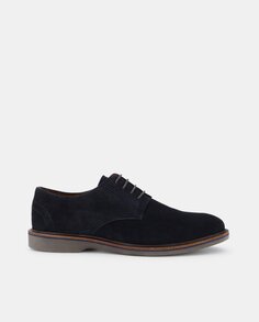 Мужские туфли темно-синего цвета из замши на шнуровке с гладким верхом и подошвой из ЭВА Dustin, темно-синий