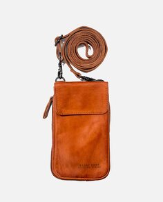 Темно-коричневая кожаная сумка для мобильного телефона с визитницей и портмоне для монет Stamp, темно коричневый