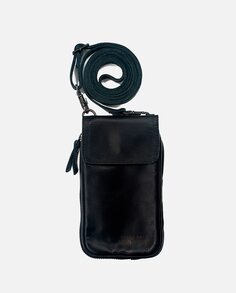 Черная кожаная сумка для мобильного телефона с визитницей и портмоне для монет Stamp, черный