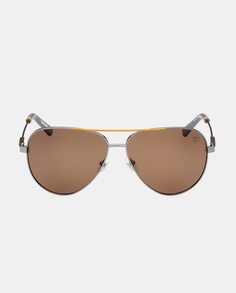 Серебряные металлические солнцезащитные очки-авиаторы с поляризованными линзами Timberland, серебро