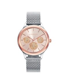 Шикарные многофункциональные женские часы из стали с розовым IP-адресом Viceroy, серебро