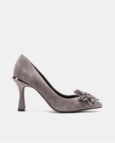 Женские кожаные туфли с острым носком Alma en Pena, серый