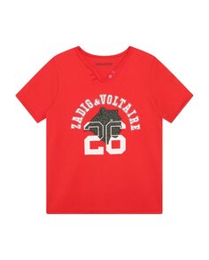 Красная хлопковая футболка для мальчика Zadig &amp; Voltaire, красный