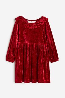 Платье H&amp;M Velour, темно-красный H&M