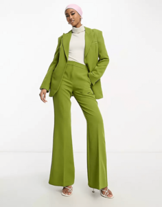 Брюки Asos Design Flare Suit, зеленый