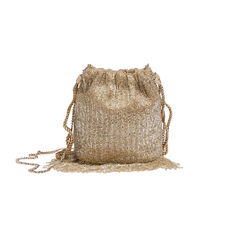 Сумка Pull&amp;Bear x Valentina Zenere Bucket With Beading And Fringing, золотой