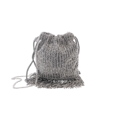 Сумка Pull&amp;Bear x Valentina Zenere Bucket With Beading And Fringing, серебристый