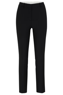 Брюки Hugo Boss Cropped Regular-fit Trousers In Wool, черный