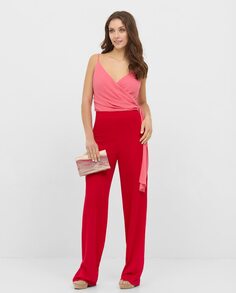 Женские широкие брюки-палаццо на потайной молнии Veneno en la piel, красный