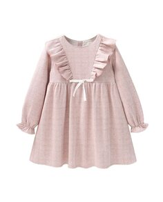 Платье для девочки с рюшами из розовой ткани с узором «елочка» Dadati, розовый