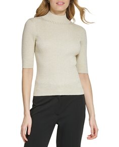 Женский свитер с короткими рукавами и круглым вырезом DKNY, белый