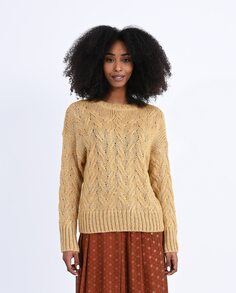 Женский свитер смесовой вязки с длинными рукавами Molly Bracken, золотой