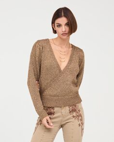 Женский свитер-кроссовер с V-образным вырезом NKN Nekane, коричневый