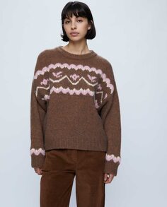 Женский свободный свитер жаккардовой вязки Wild Pony, коричневый