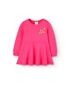 Платье для девочки с длинными рукавами и круглым вырезом Boboli, розовый