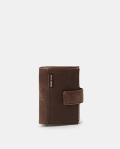 Коричневый кожаный вертикальный кошелек с металлическим визитницей Privata, коричневый