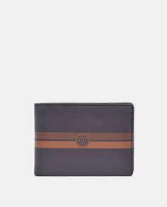 Кожаный кошелек с портмоне коричневого цвета с оранжевыми деталями Bellido, коричневый