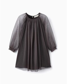 Платье для девочки темно-серого цвета расклешенного кроя Zippy, темно-серый