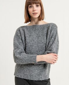 Женский свитер с рукавами-фонариками и вырезом-лодочкой Surkana, серый