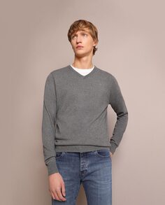 Мужской серый свитер с v-образным вырезом Scalpers, серый