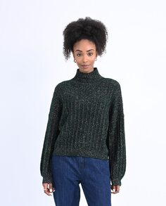 Женский свитер с длинными рукавами из блестящей ткани Molly Bracken, темно-зеленый