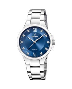 F20582/3 Женские часы Mademoiselle из стали с синим циферблатом Festina, серебро