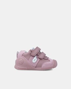 Кожаные кроссовки для маленьких девочек с двойной застежкой на крючок и петлю Biomecanics, розовый