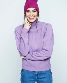 Женский свитер с косами и присборенными рукавами &amp; Me Unlimited, сиреневый