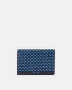 Вертикальный кожаный кошелек с портмоне с синим принтом Bellido, синий