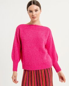 Женский свитер с рукавами-фонариками и вырезом-лодочкой Surkana, фуксия