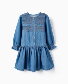 Джинсовое платье для девочки из 100% хлопка на пуговицах Zippy, синий